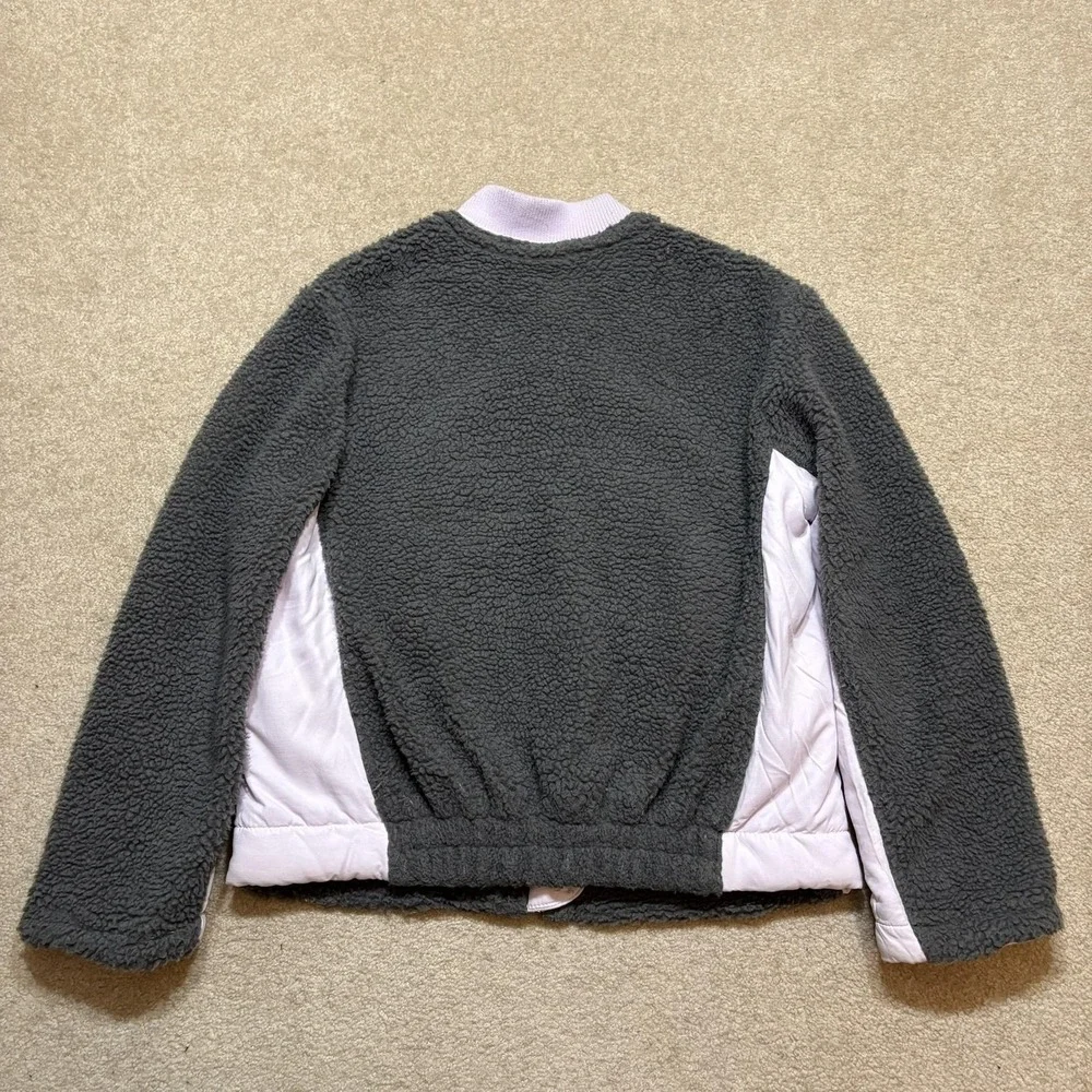 We The Free Rivington Sherpa Jacket FP Womens XS Zip Pockets Gray Pink‎ Bomber